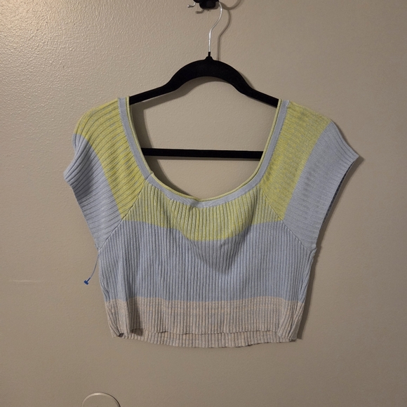 Anthropologie Daily Practice Womans Striped Ribbed Crop Knit Sweater. Sz XL - Picture 3 of 7